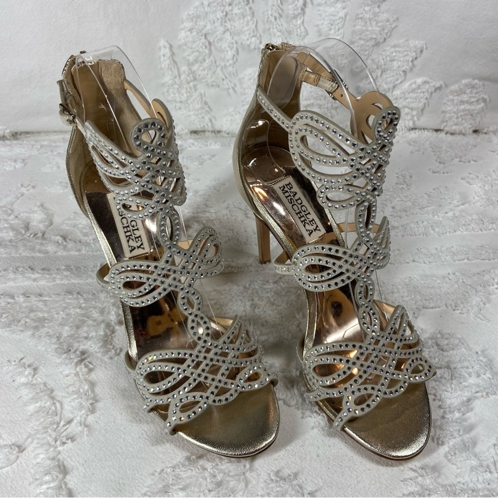 BADGLEY MISCHKA Women's Heels Sz 6.5 Formal Evening Holiday Bridal Fairy Glam